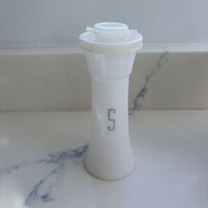 Vintage Tupperware Salt Shaker White Hourglass Flip Top Lid Silver S 713-14